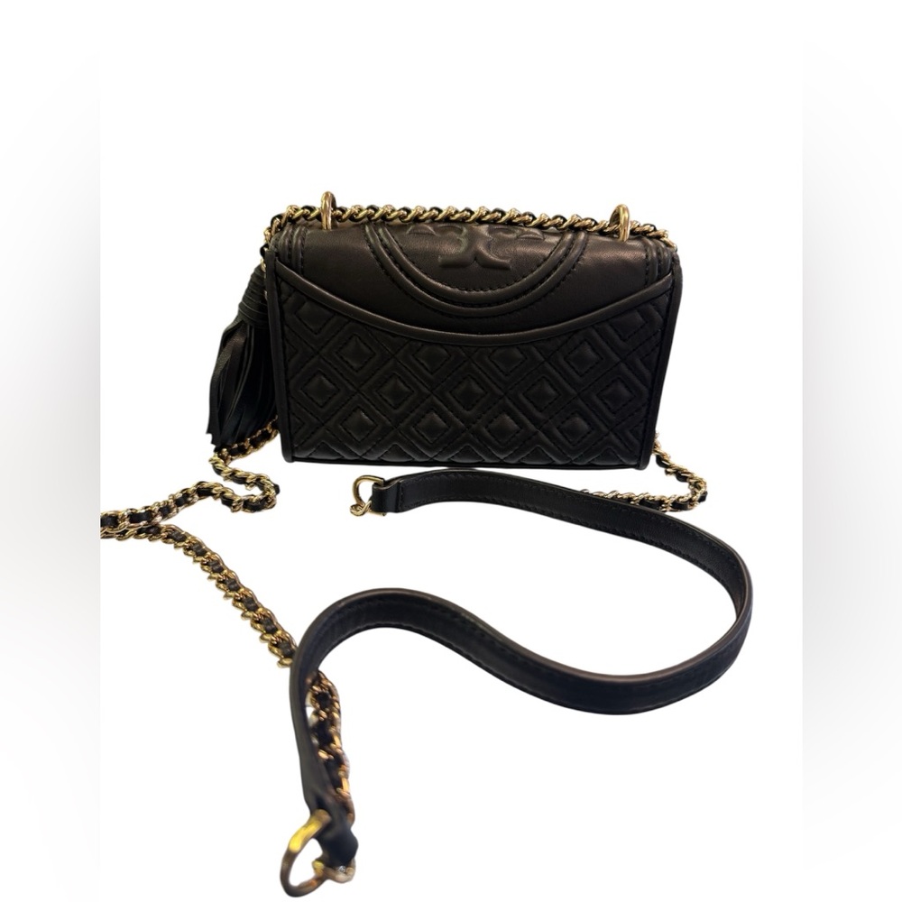 Tory Burch Micro Fleming Convertible Crossbody/Shoulder Black Leather Bag - Picture 3 of 10